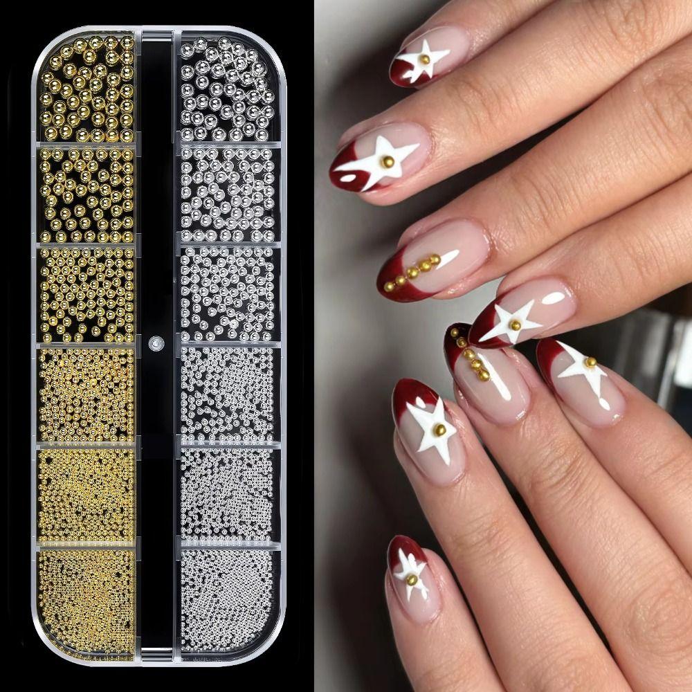 Gold Silver Caviar Beads Nail Art Decorations Mini Caviar Beads Nail Beads DIY Nail Art Jewelry