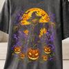 Halloween Scarecrow T-Shirt and Kids Tshirt, Spooky Pumpkin Vintage Horror Movie Style Graphic Tee, Jack O Lantern Harvest Moon Gothic Fall Apparel