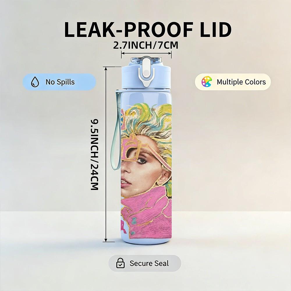 1PC Blonde Female Singer 750ml sports water bottle leakproof straw lid outdoor office home
