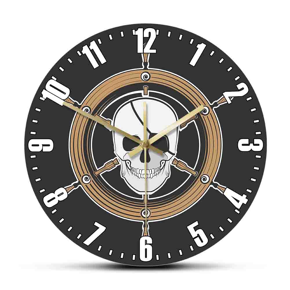 

Пиратский корабль, капитанское колесо, настенные часы с черепом, морской пиратский руль, морские часы с головой черепа, настенные часы, ужас, художественный декор