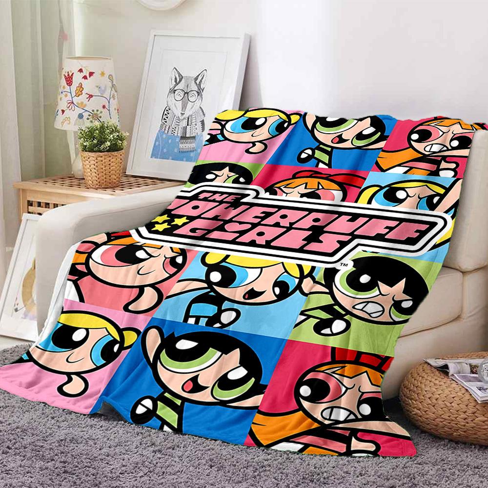 

1pc Powerpuff Girls Flannel Throw Blanket - HD Printed Lightweight Soft Warm All-Season Blanket for Sofa, Bed, Travel, Camping 188 130cmx150cm