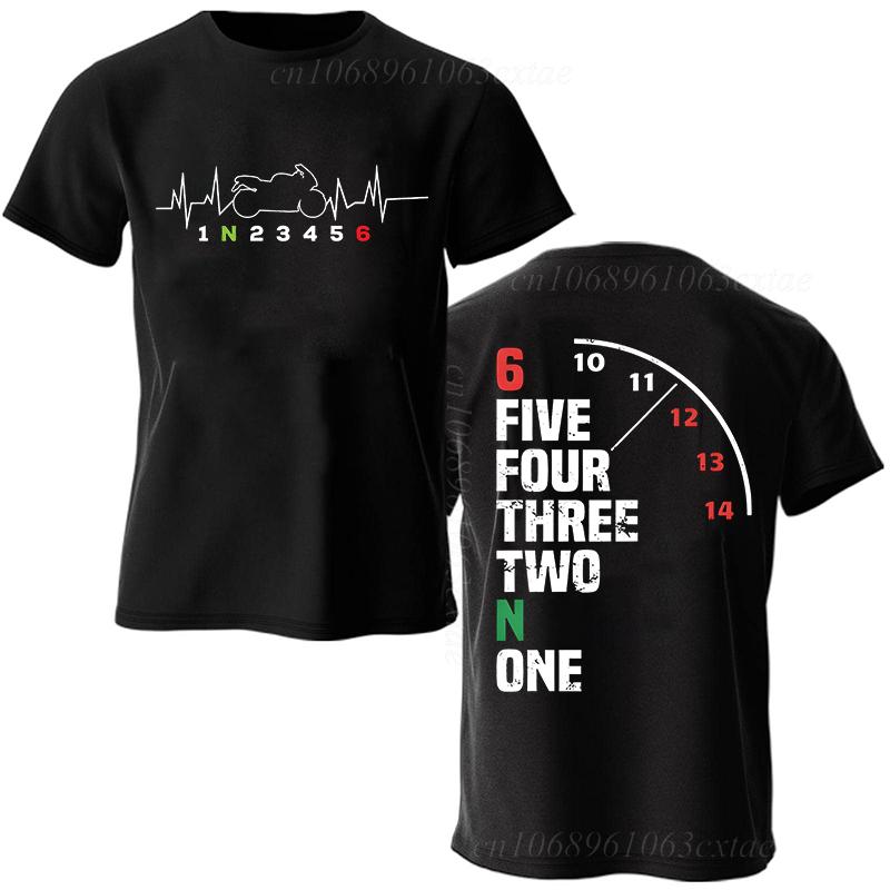 Sommer Mode Unisex T-Shirt Kleidung 1n23456 Motorrad Ausrüstung Biker Herzschlag Grafik T-Shirt Lässiges Übergroßes Unisex Tee T-Shirts