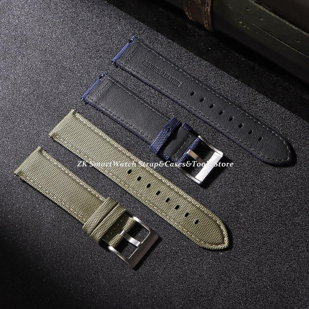 20mm 22mm Nylon Watch Strap Quick Release Black Buckle Watch Bands Durable Weaving Fabric Leather Wristband Belt for Men Women