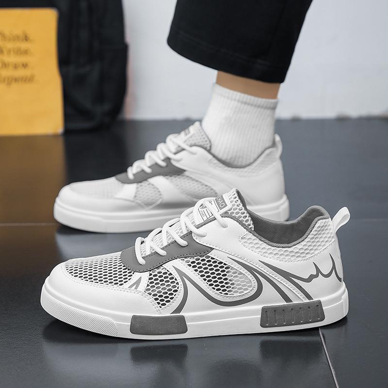 Мужская спортивная обувь летняя дышащая повседневная обувь для скейтборда белые кроссовки для бега больших размеров для студентов EU 39 серый 2369₽