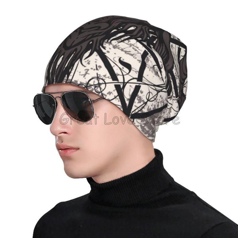 Pentagram Goat Skull Beanie Hat Autumn Winter Warm Bonnet Cap Unisex Knit Hats Headwear Skullies Beanies