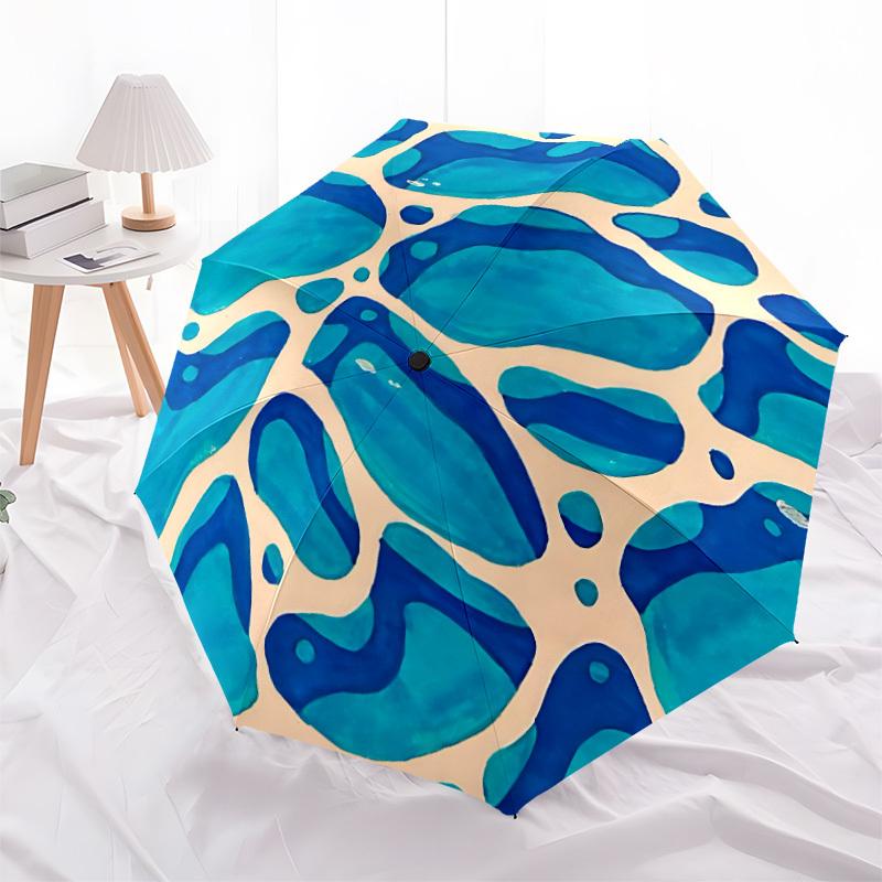 

1pc Ocean Waves Automatic Open 8-Rib Windproof Umbrella, Travel & Commuting, Suitable for All Seasons