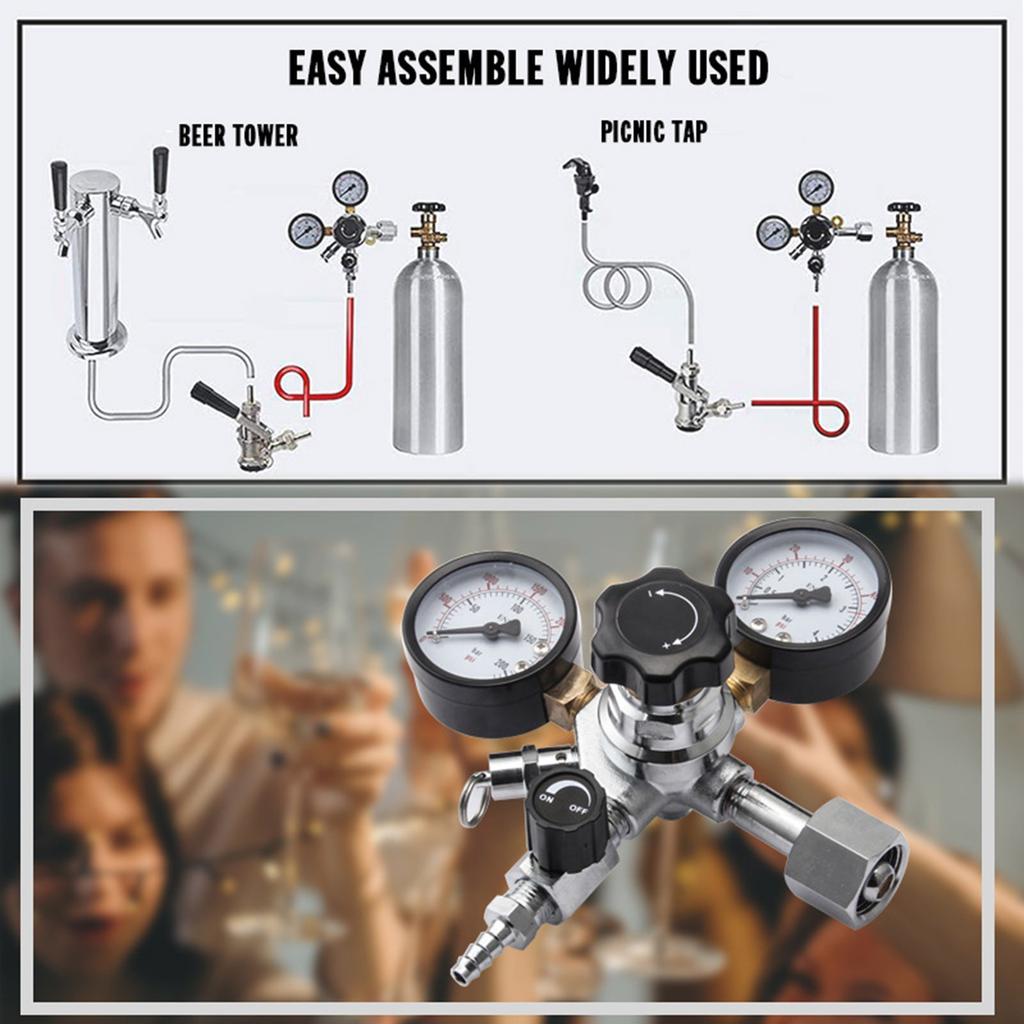 Beer Pressure Regulator for Home Brewing Use Precise CO2 Control Regulator with Relief Valves Sodas Water Brewing Tool