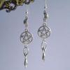 Gothic Retro Mother Earth Goddess Five-pointed Star Moon Long Pendant Dangle Earrings for Women Halloween Pagan Witch Jewelry