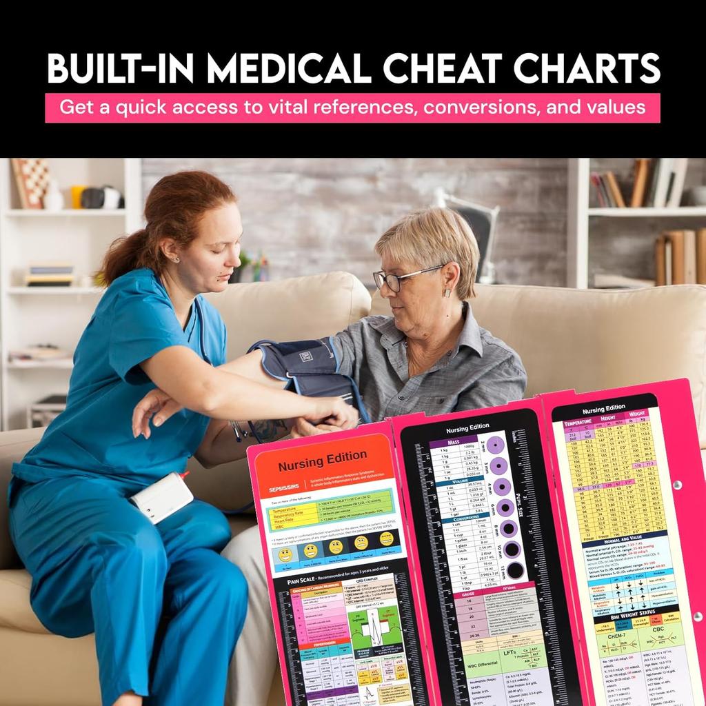Nursing Clipboard with Nursing and Medical Edition Cheat Sheets 3 Layers Aluminum Foldable Nurse Clip Board Nursing Student Essentials - Foldable