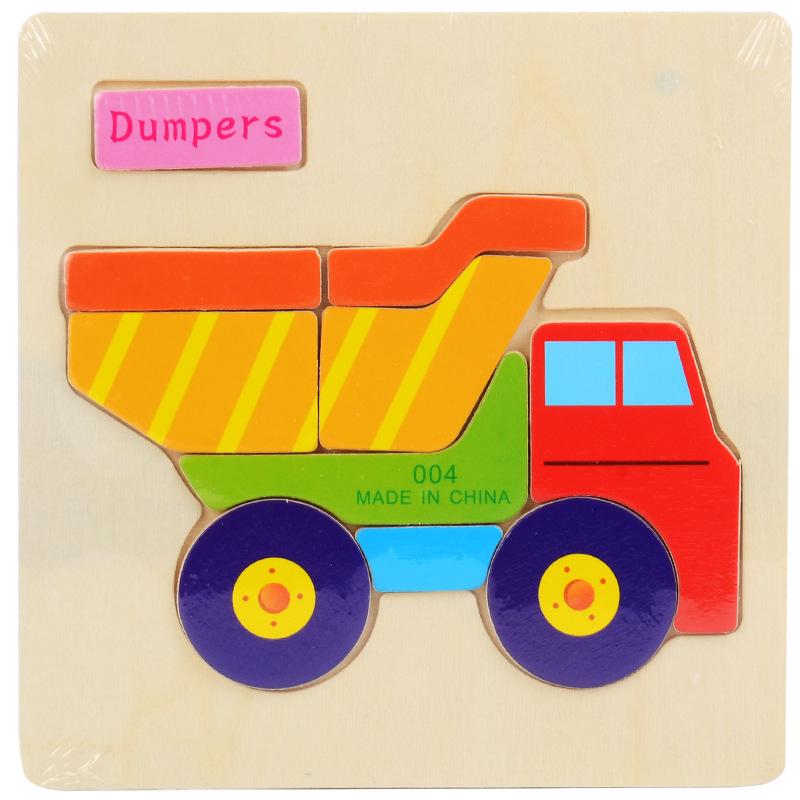 Hot Sale 9 Slice Kids Puzzle Toy Animals And Vehicle Wooden Puzzles Jigsaw Educational Baby Learning Toys For Children Gift