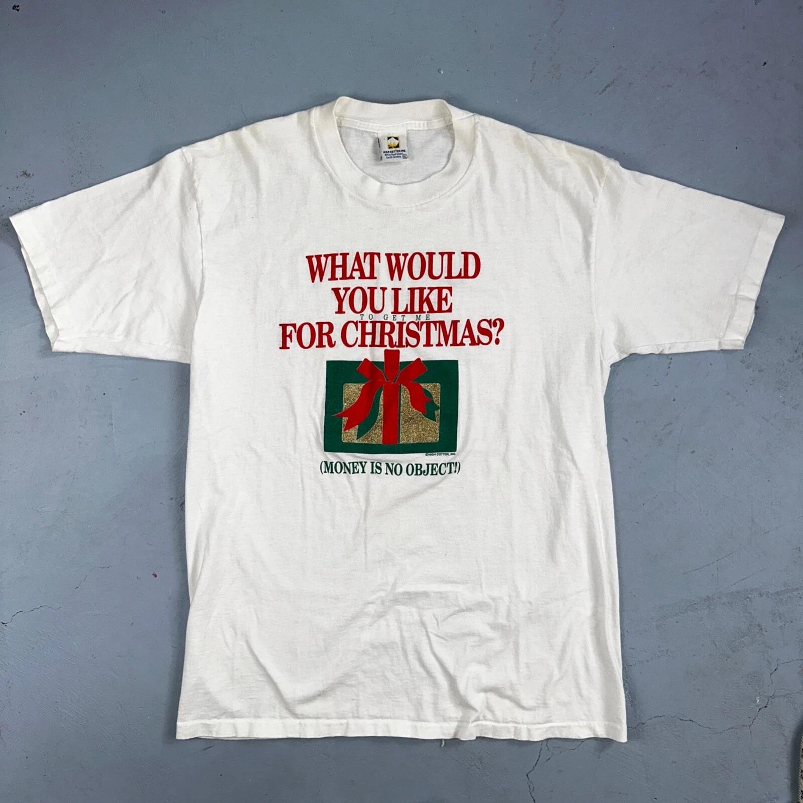 

Christmas Vintage T Shirt 90s Single Stitch White Present Gift Funny Quote Text 4XL