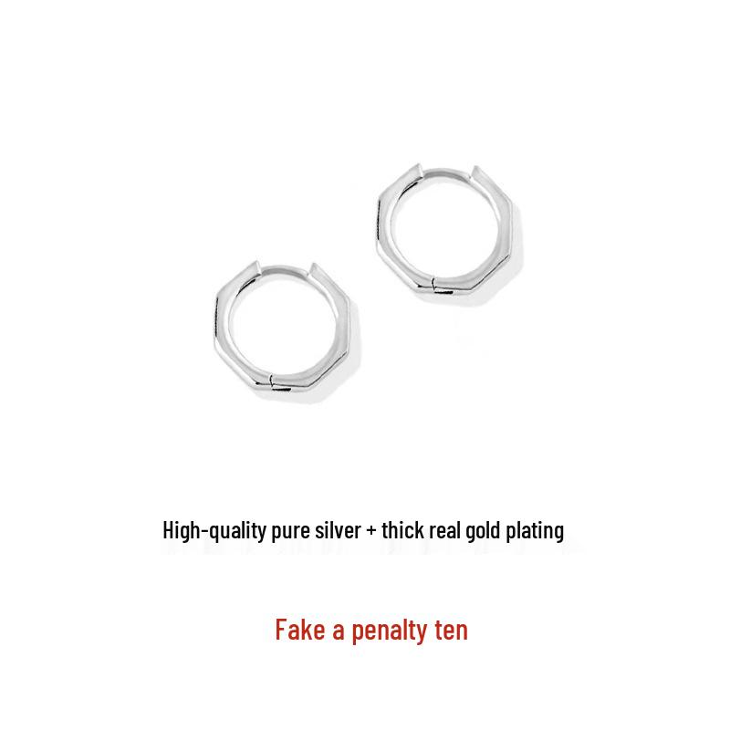 S999 Pure Silver Minimalist Hoop Earrings for Pierced Ears - Women's Cartilage and Stud Ear Jewelry