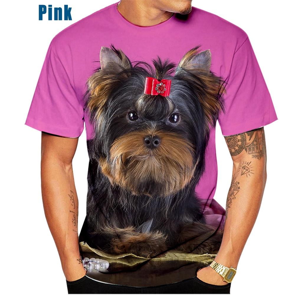 Trend Roztomilý mazlíček Jorkšírský teriér 3D tisk Pánská letní móda Ležérní tričko Legrační Topy s kulatým výstřihem a krátkým rukávem