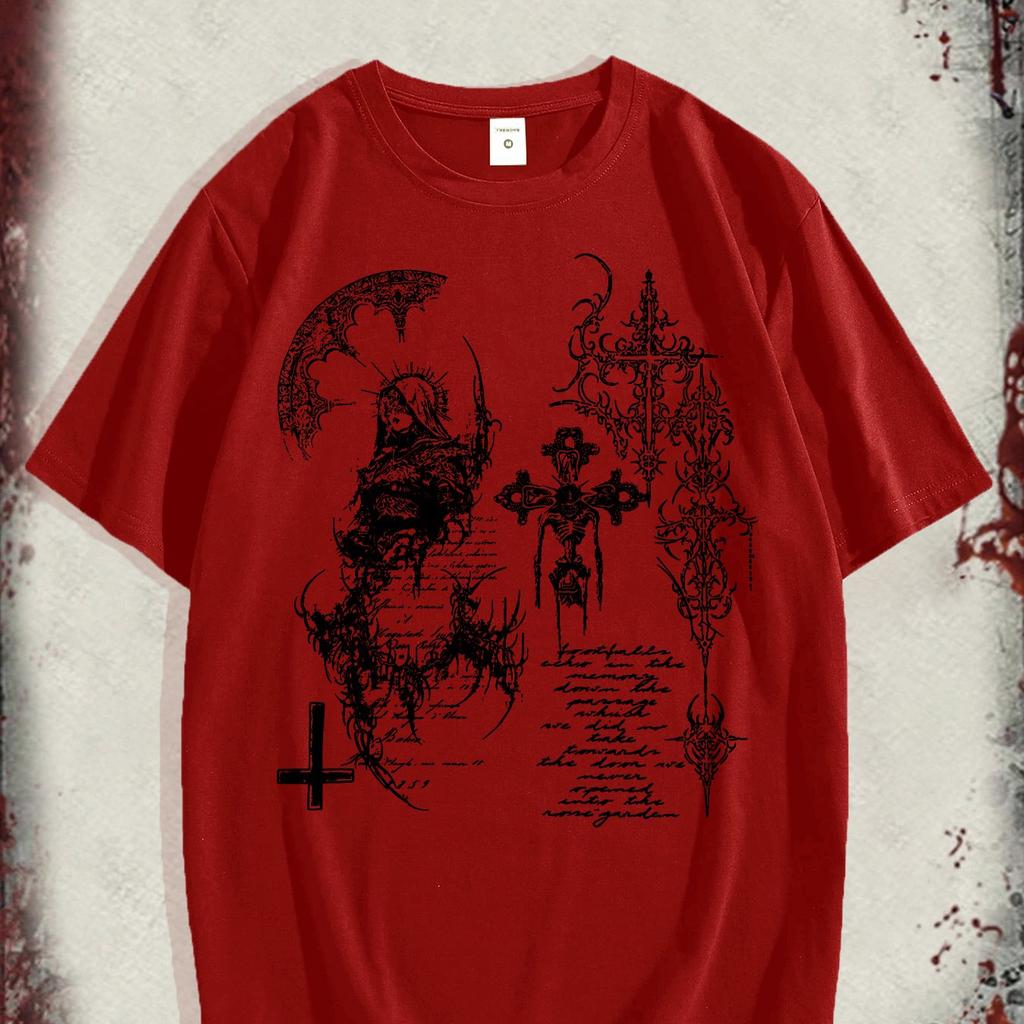 Men's High Street Hip-Hop Dark Style Printed T-Shirt, New Spring/Summer Collection