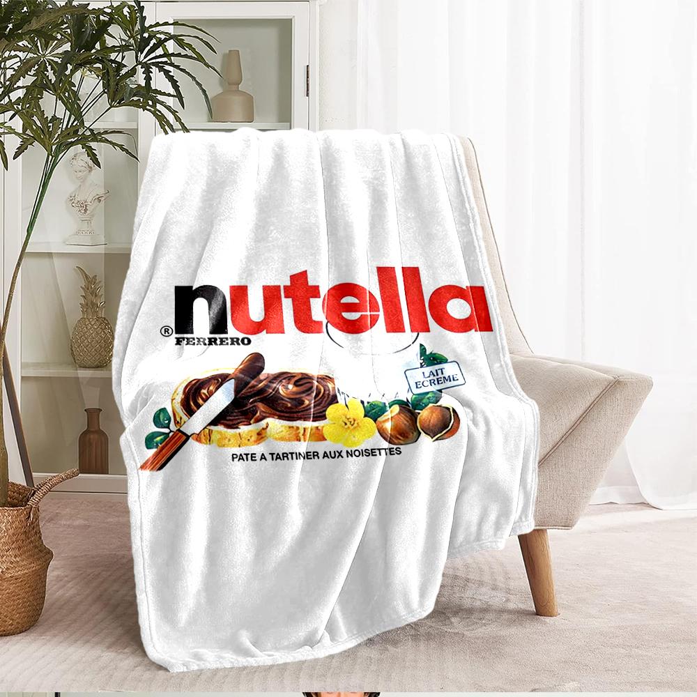 Coperta stampata a tema Nutella - Perfetta per divano, letto, viaggi e uso all'aperto | Lavabile in lavatrice, accogliente e resistente.