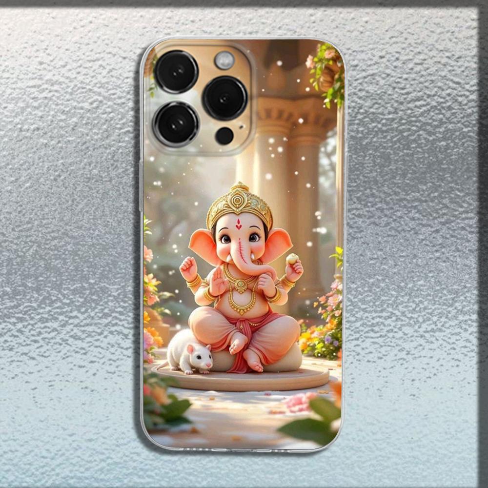 

Ganesh Elephant God Phone Case For iPhone 16,15,14,13,12,11 Plus,Pro,Max,XR,XS,X,Plus,SE,Mini Transparent Soft Cover iPhone14ProMax
