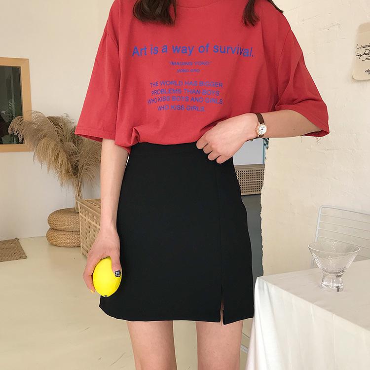 

Women s Summer High-Waist Slimming Pleated Mini Skirt with Small Slit - Versatile Korean Style S
