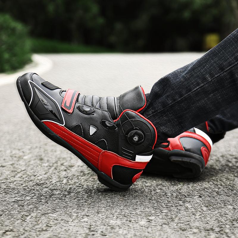 Hochwertige Unisex-High-Top-Motorradstiefel mit drehbarem Knopf, Motorrad-Reiten, Rennen, Offroad-Stiefel