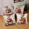 4 2D Retro Easter Bunny Pillowcases With Geometric Patterns, Suitable For Sofa, Living Room, And Bedroom Decor Pillowcases