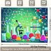 Two-dimensional Planar Chemical Laboratory Molecular Banner, Featuring Scientific Illustrations and Molecular Structure Diagrams