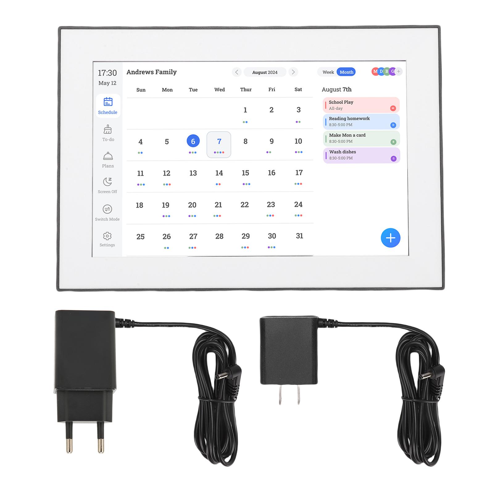 

10.1 Inch Digital Calendar Wifi Smart Electronic Calendar Support Meal Daily Planning Photo Frame Function Art Gallery App Sync EU Plug