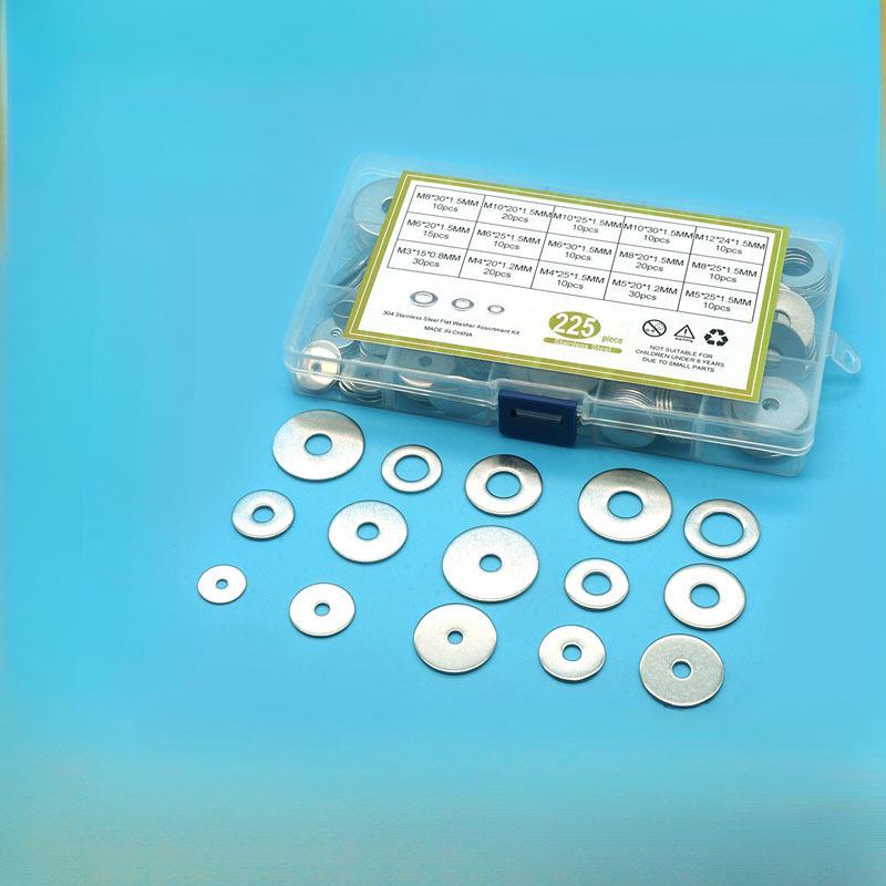 304 Stainless Steel Washer/Gasket Set, M3-M12, 15 Sizes