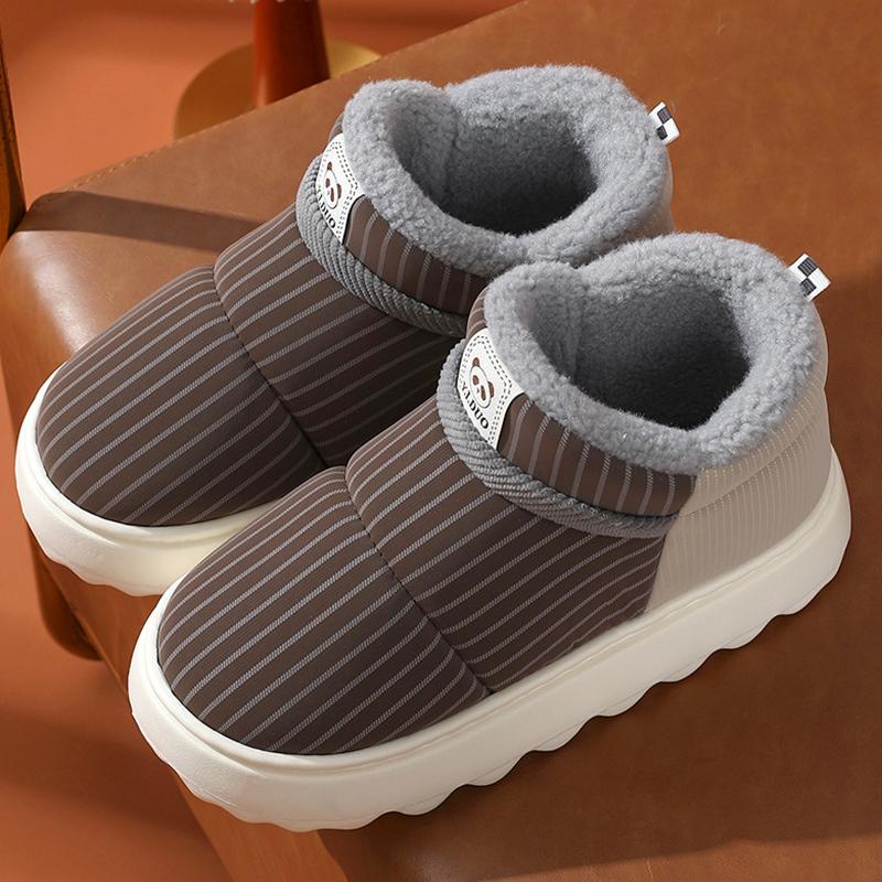 

Зимние теплые зимние ботинки для женщин 2025 года, новые разноцветные утолщенные плюшевые хлопковые ботинки, женские модные полосатые нескользящие мягкие ботильоны 36-37 кофейный