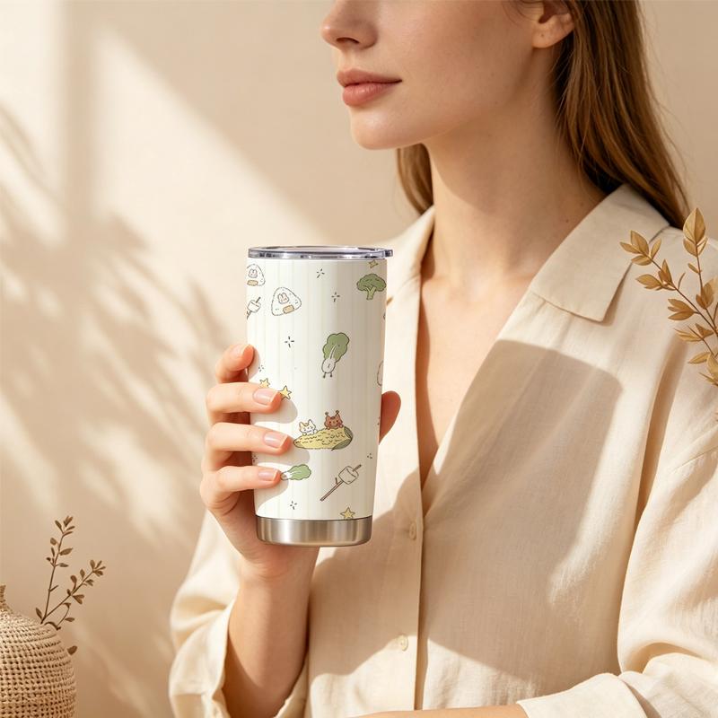 Car Tumbler 591ml Food Pet Element Straw Cup Insulated Travel Cup Stainless Steel Tumbler Tumbler With Lid 20oz Car Straw Cup