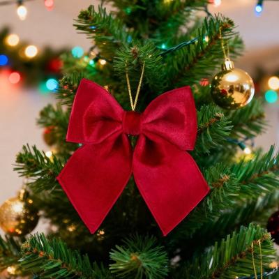New Flannel Christmas Bow Tie Red Green Handcrafted Christmas Tree Decorations Christmas Bowknot Holiday Decoration