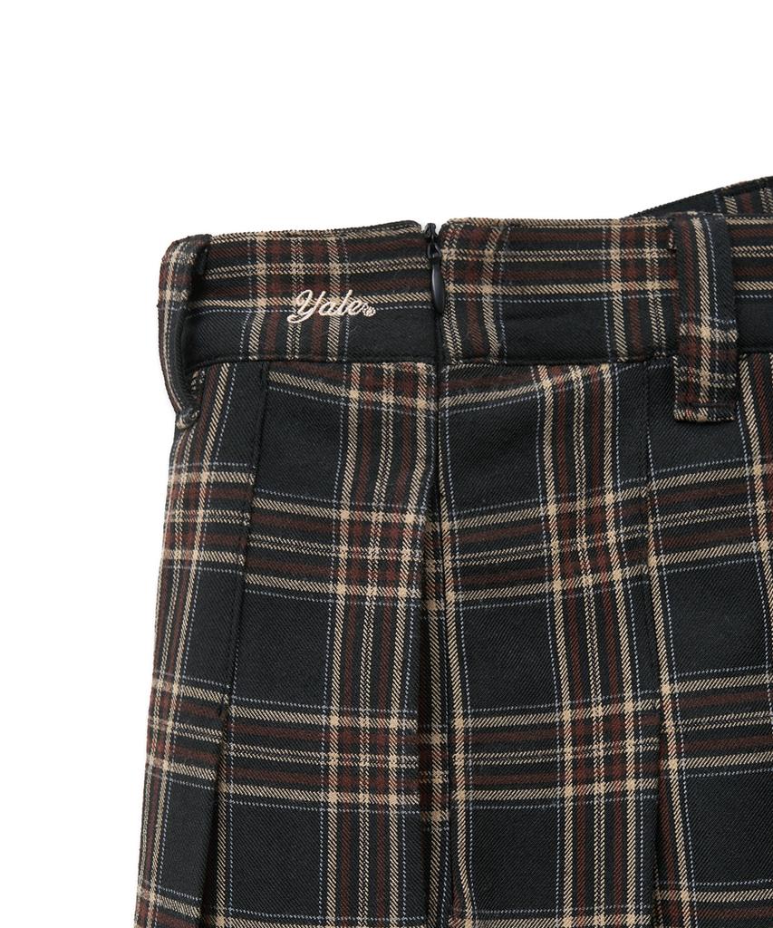 Yale Check Pleated Skirt_Brown