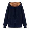 Women Hoodie Solid Color Zipper Autumn Winter Thicken Warm Sweatshirt for Office