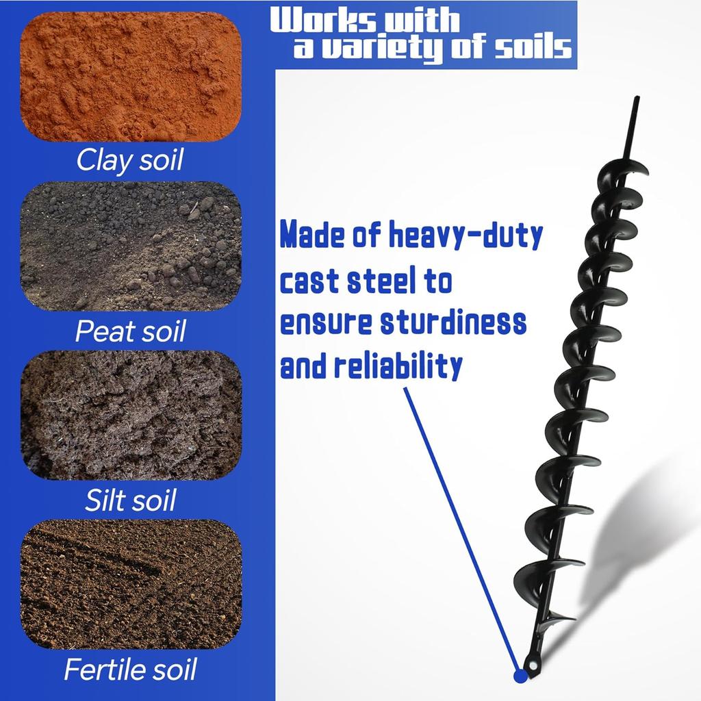 2 X 24 Inch Surface Auger Drill Bit for Planting Garden Auger Drill String or Umbrella Hole Excavator Suitable for 3/8 Inch