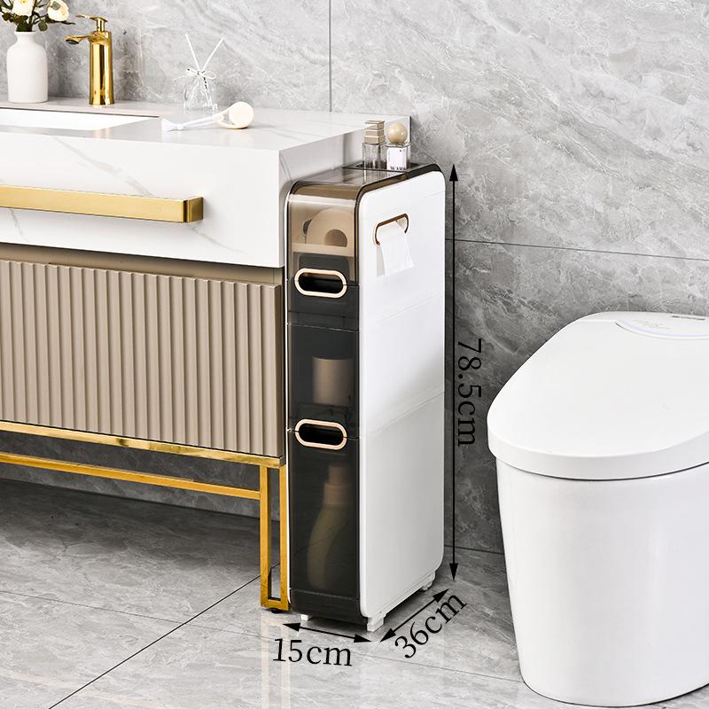 Multi-purpose Movable Bathroom Storage Rack with No Installation Required
