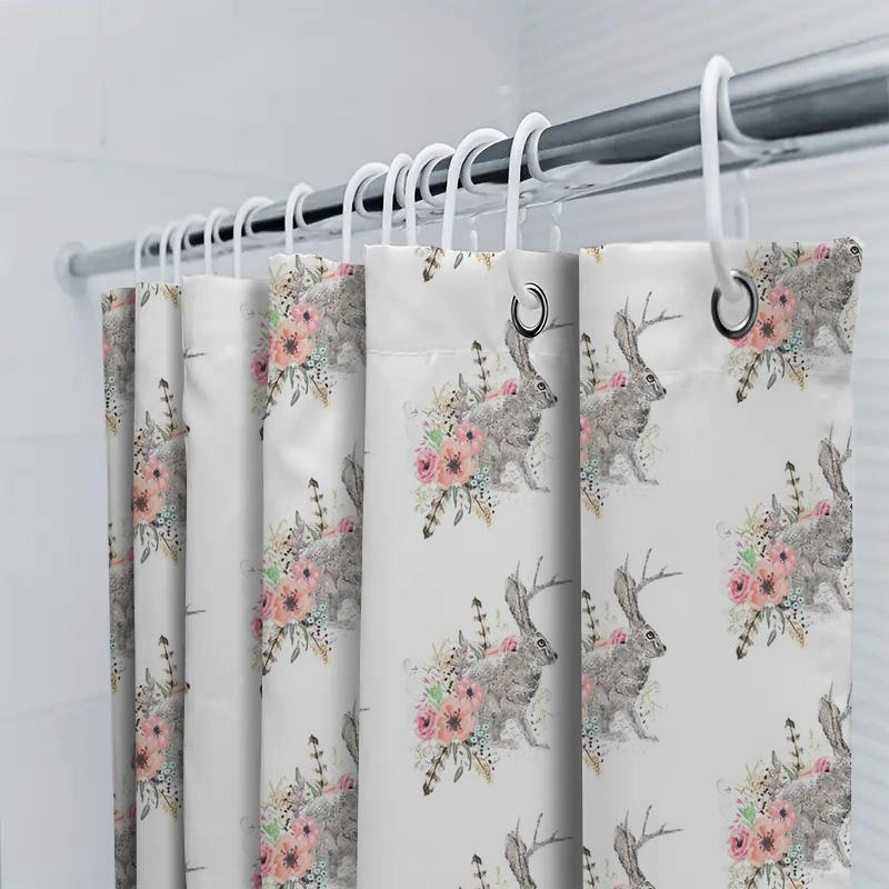 Floral Shower Curtain Nature Botanical Pattern Waterproof Bathroom Decor Vintage Farmhouse Rustic Home Decor Washable Fabric