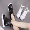 Fashion Women's Sneakers with Platform Wedge Heels Shoes for Woman Leather Casual Shoes White High Top Sneaker Lady Vulcanized Shoes