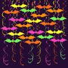Glow in The Dark Halloween Bat Decoration Fluorescent Paper Bat Hanging Swirls Halloween Party Ceiling Streamers for Neon Party Room Decor