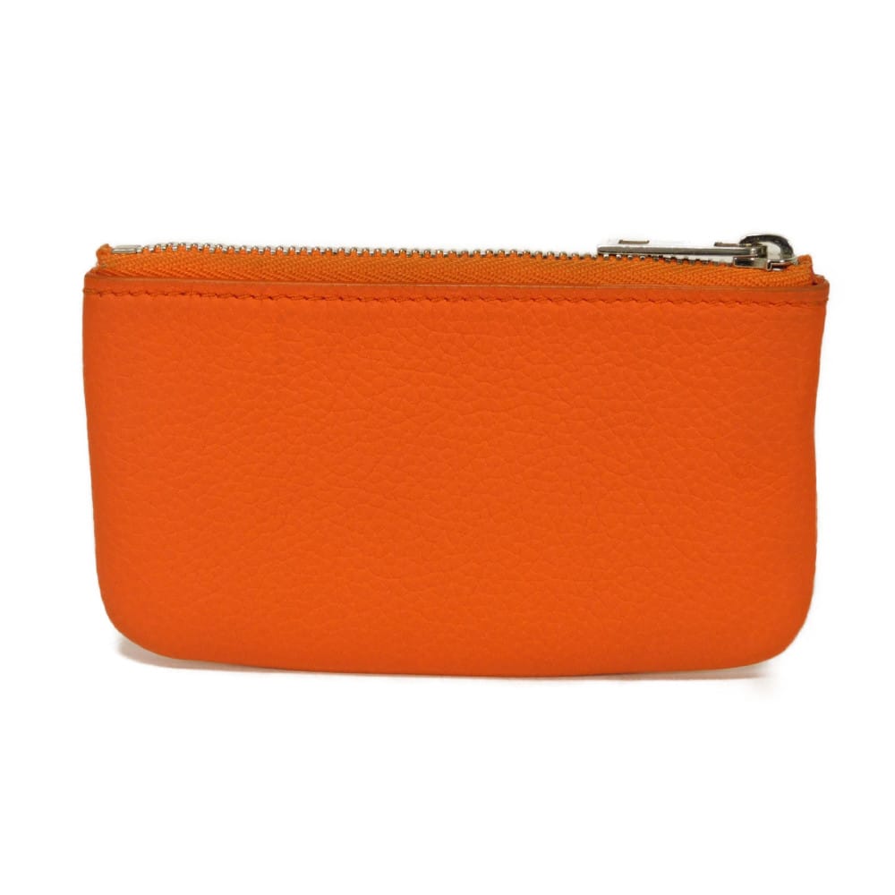 Used LV logo calfskin key ring with aerogram pattern, Volcano Orange, 12564 card key holder pochette cle M81032 7943