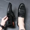 Men’s Penny Loafer Black Leahter Dress Formal Business Shoes Tuxedo Wedding Shoes Over Sized
