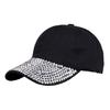 Women Baseball Cap with Sparkling Rhinestones Wide Brim UV-Proof Sun Protection Shiny Stylish Hat Outdoor Cap