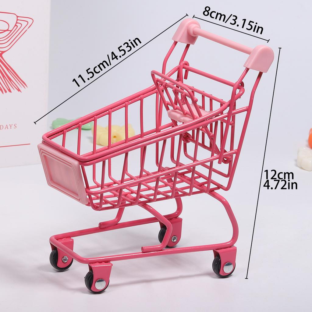 1pc Multicolor Mini Shopping Cart Storage Organizer Funny Small Gift Container Candy Packaging Mini Cart Jewelry Storage basket