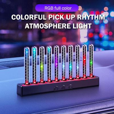 Car RGB Pickup Light Dynamic Gradient Sound Control Light Universal Air Vent Dashboard Car Interior Ornament Auto Interior Light