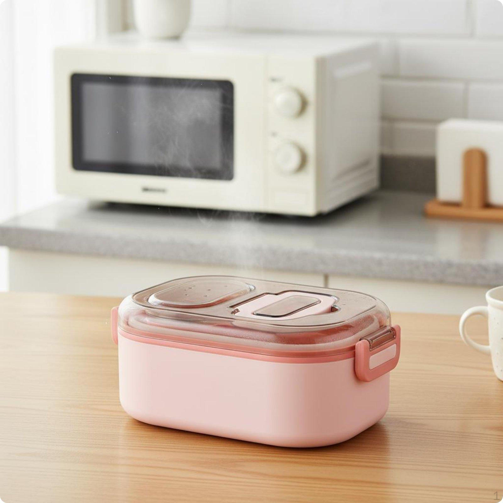 Stainless Steel Lunch Box Easy to Carry Double Layer Bento Detachable Lid Microwave