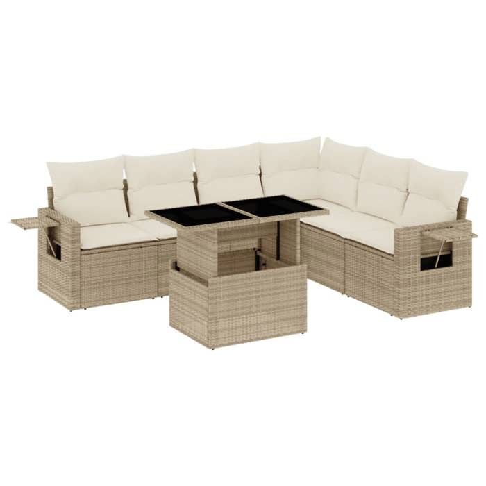 VidaXL Garden Lounge Set with Cushions 7 Pcs Beige Braided Resin 3267928