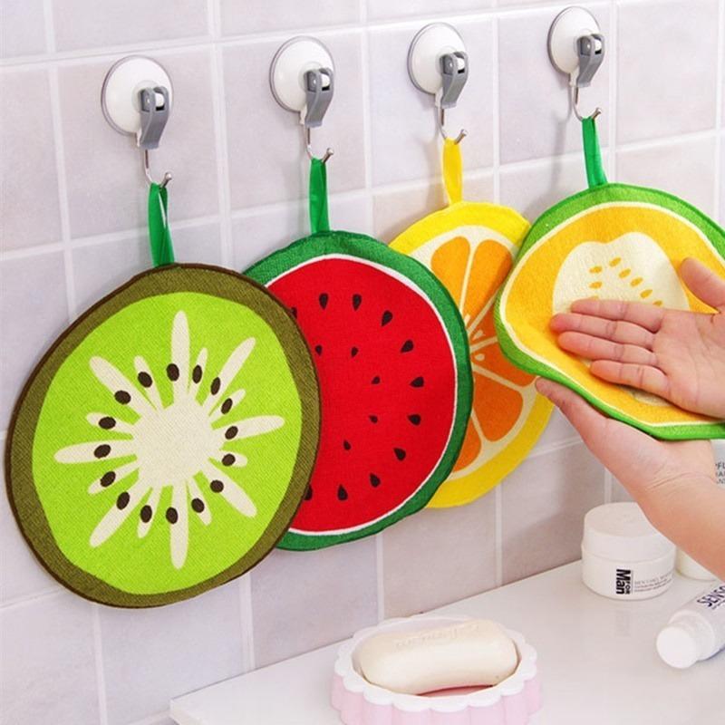 3 Pcs Fruit Shape Microfiber Cloth Towel Dish for Dishcloth Hanging Absorbent Soft Cleaning Wiping Rags for Home Cleaning Tool
