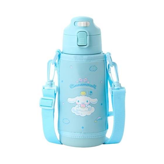 Used New Sanrio 2WAY Stainless Steel Bottle, Cinnamoroll, Children, For Both Hot and Cold Insulation, Capacity: 620mL when using a cup, 670mL when