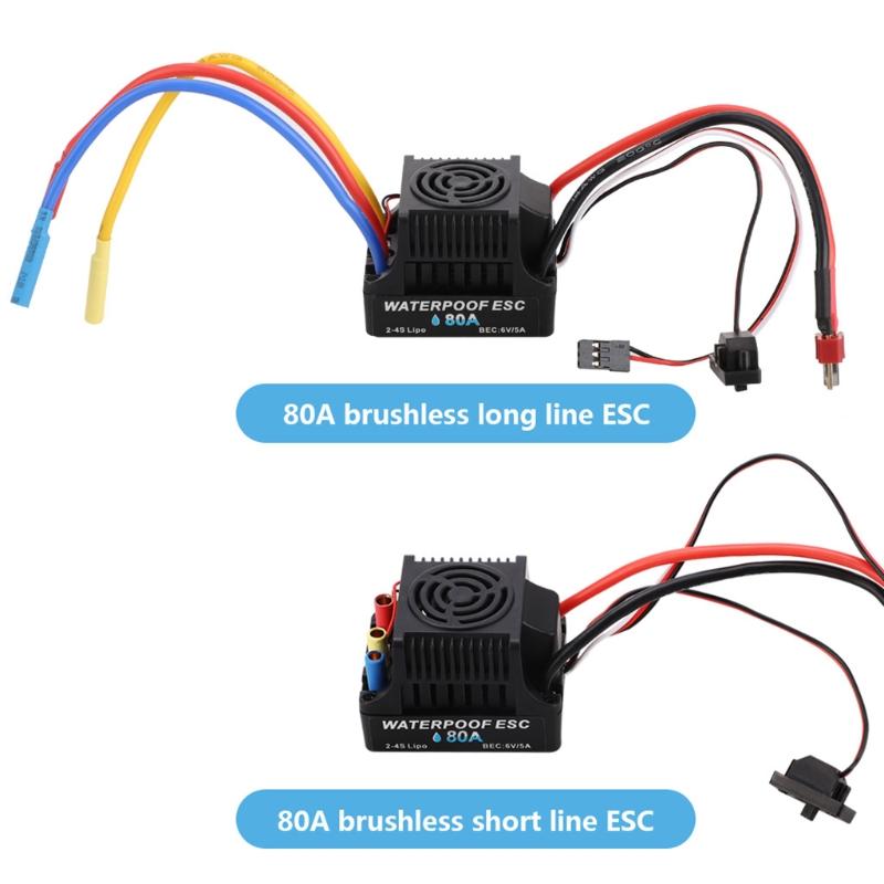Brushless Electronic Speed Controller RC Waterproof ESC 60A/80A Brushless & Brand New Accessory for 1:10 RC Toy Off-road