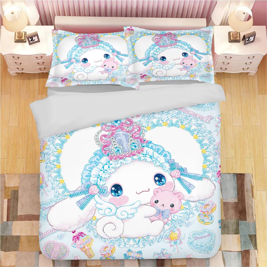 Sanrio Series Kuromi Duvet Bedding Set for Children King Size Luxury Cover 100% Polyester 3-Piece Christmas Gifts Home Decor