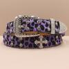 Cross Belt Leopard Print Western Rhinestone Belt Personalized Denim Woman Rivet Jeans Belt