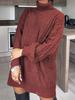 Women's Plus Size Solid Color Loose Knit Sweater - Half-high Collar Pullover