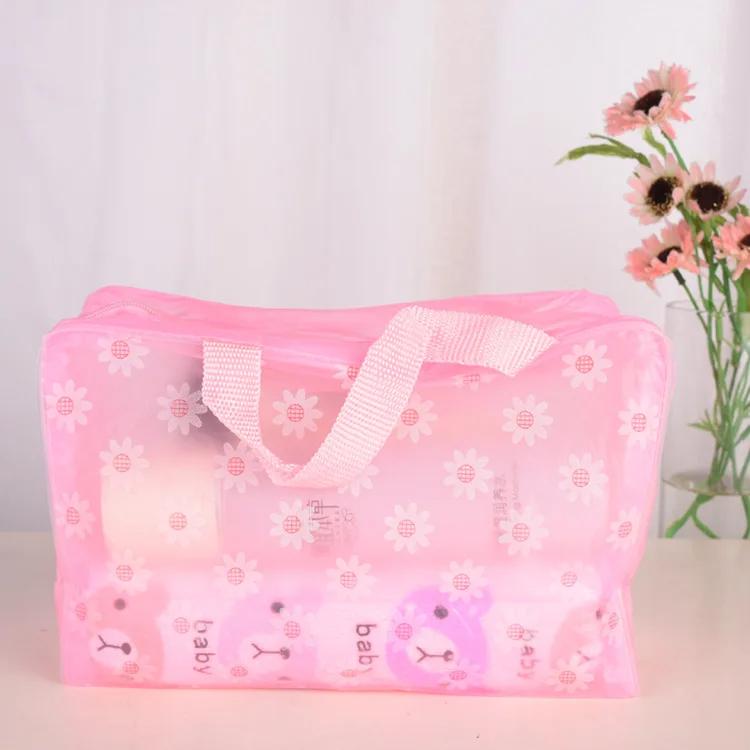 5PCS For Makeup Pouch Compression Travelling Bath Bags 5 Color Waterproof PVC Cosmetic Storage Bag Women Transparent Organizer
